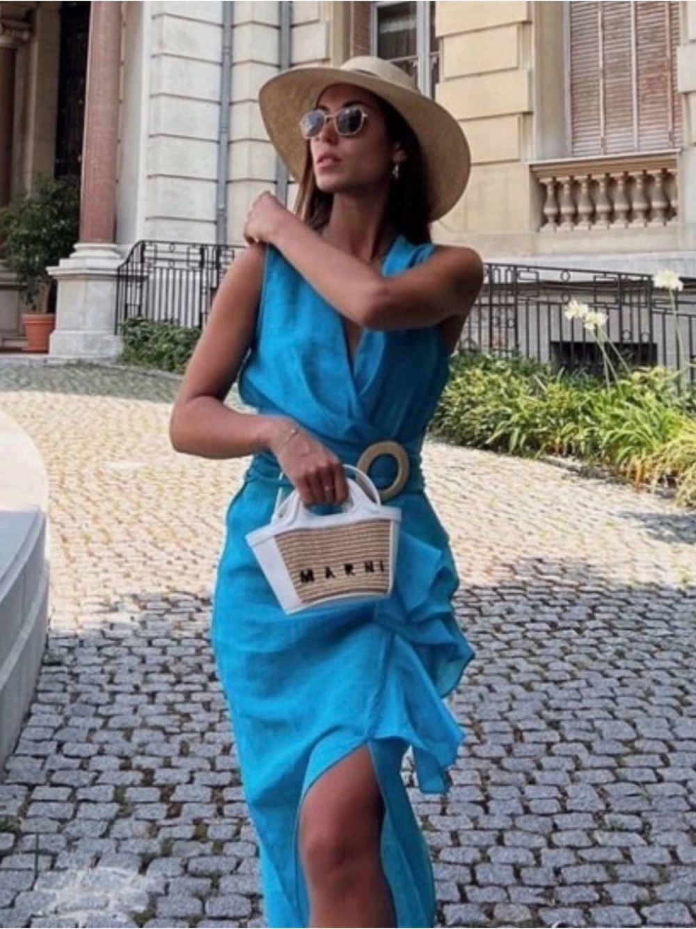 Zara Turquoise Blue Sleeveless Midi Dress